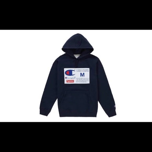 supreme champion label hooded sweatshirt